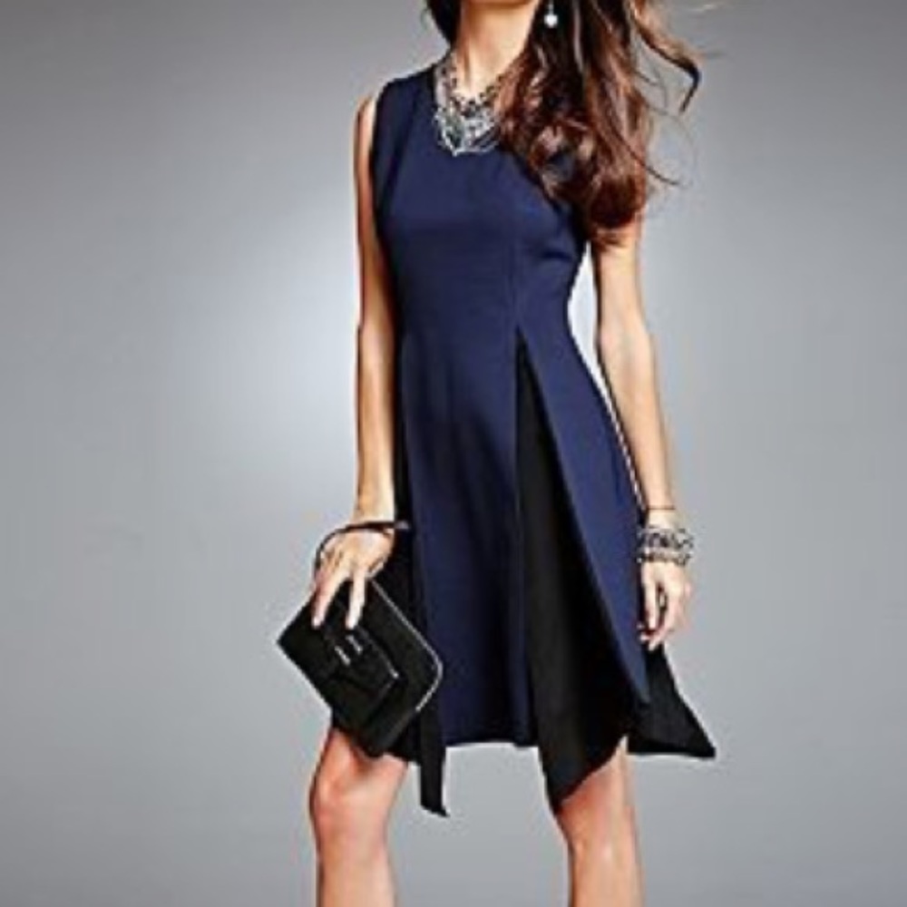 Simply Vera dark navy panel flare midi dress